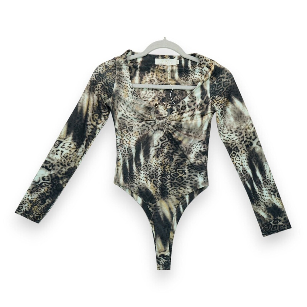 NWOT Lizette Collection Animal Print Leopard Body Suit Size Small Long Sleeve